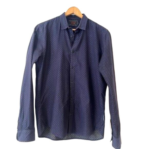 Scotch & Soda Purple-Blue Diamond Dress Shirt Button Front Slim Fit Medium - Picture 1 of 6
